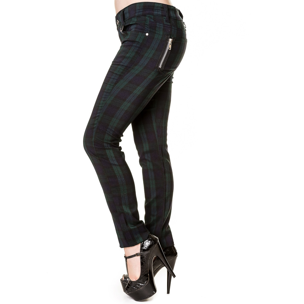Banned - TARTAN Skinny fit broek - Groen